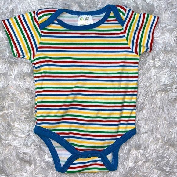 Baby Gear Baby Rainbow Striped Short Sleeve Onesie Bodysuit 3-6 Months - Picture 7 of 7